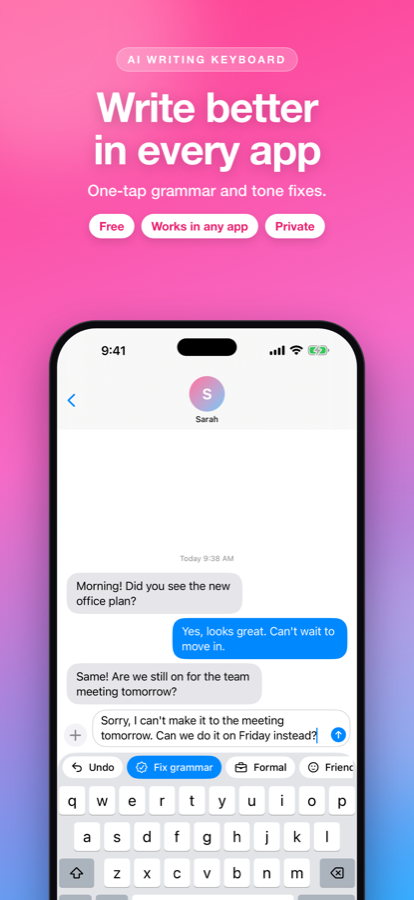 Rephrase fixing a message in a chat